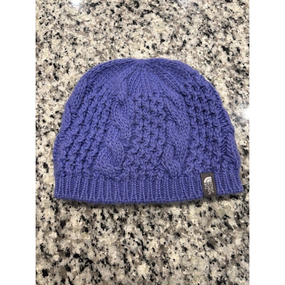 The North Face Triple Cable Beanie Purple Logo Winter Outdoors Ski Snowboarding